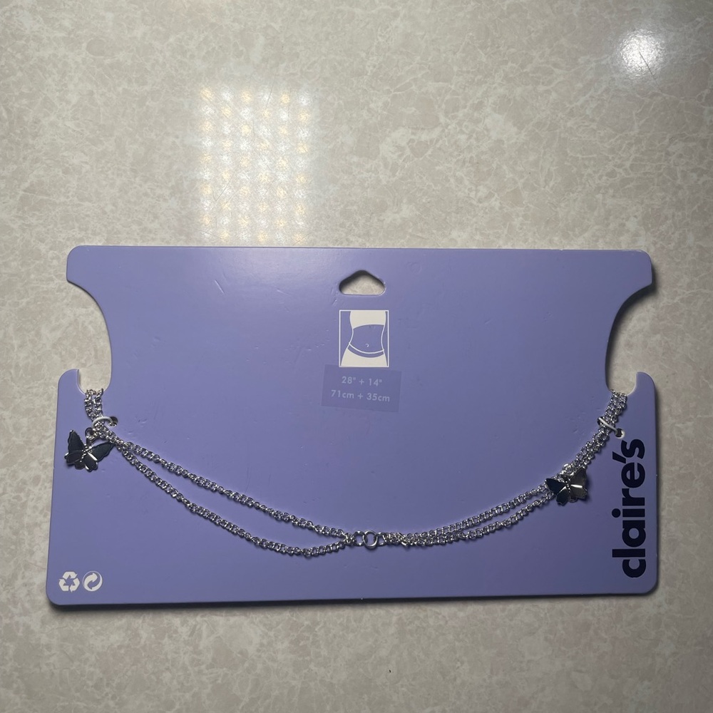 Claire’s silver butterfly waist chain
